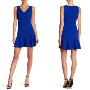 ✨NWT Eliza J Cobalt Blue Sleeveless Ruffle Hem Sheath Mini Dress Women's Size 6